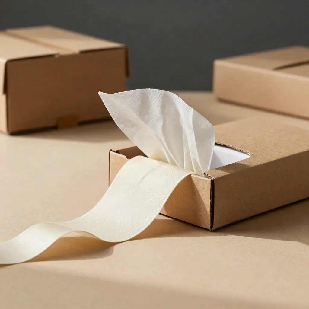 Campioni di packaging in movimento su banco, con un astuccio che scivola fuori dalla fustella.